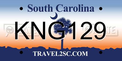 KNG129 South Carolina License Plate