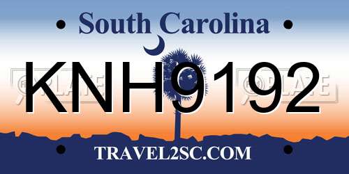 KNH9192 South Carolina License Plate