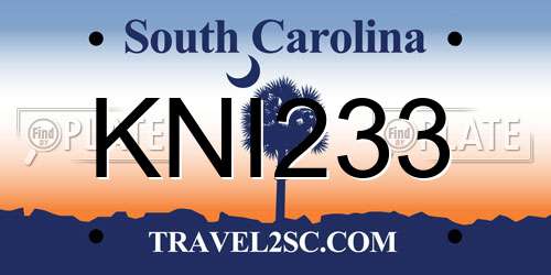 KNI233 South Carolina License Plate