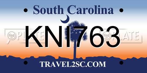 KNI763 South Carolina License Plate
