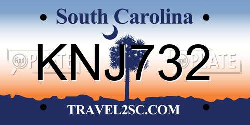 KNJ732 South Carolina License Plate