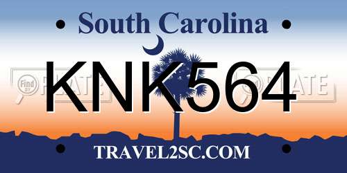 KNK564 South Carolina License Plate
