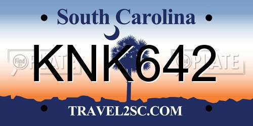 KNK642 South Carolina License Plate