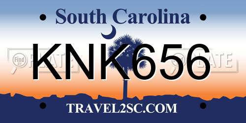 KNK656 South Carolina License Plate