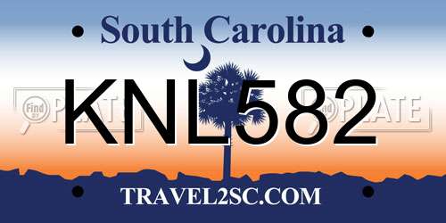 KNL582 South Carolina License Plate