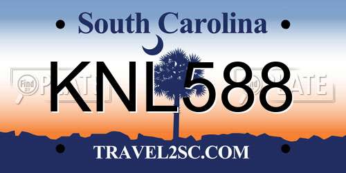 KNL588 South Carolina License Plate
