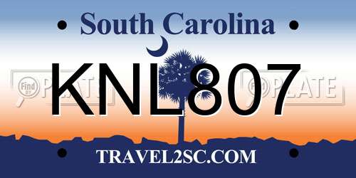 KNL807 South Carolina License Plate