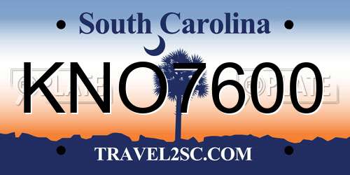 KNO7600 South Carolina License Plate