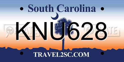 KNU628 South Carolina License Plate