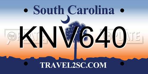 KNV640 South Carolina License Plate