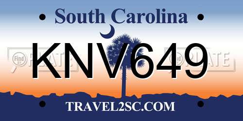 KNV649 South Carolina License Plate
