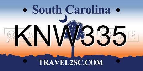 KNW335 South Carolina License Plate