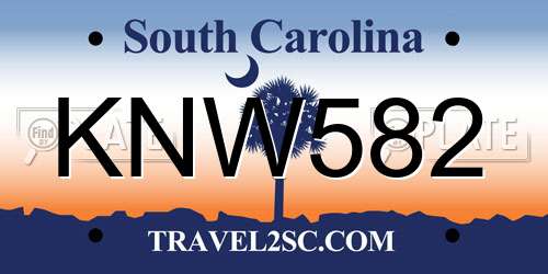 KNW582 South Carolina License Plate