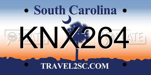 KNX264 South Carolina License Plate