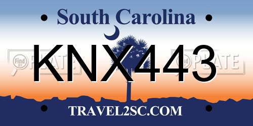 KNX443 South Carolina License Plate