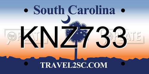 KNZ733 South Carolina License Plate