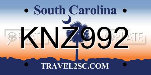 KNZ992 South Carolina License Plate