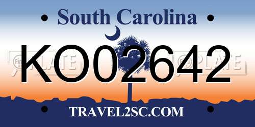 KO02642 South Carolina License Plate
