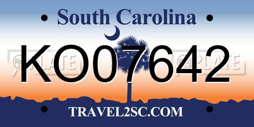 KO07642 South Carolina License Plate