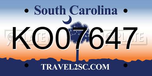 KO07647 South Carolina License Plate
