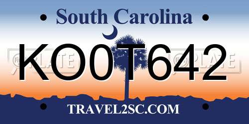 KO0T642 South Carolina License Plate