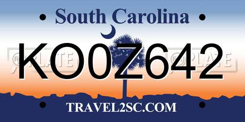 KO0Z642 South Carolina License Plate