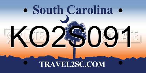 KO2S091 South Carolina License Plate