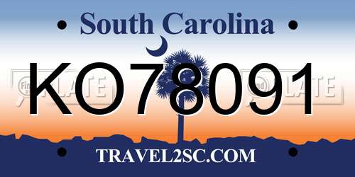 KO78091 South Carolina License Plate