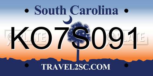 KO7S091 South Carolina License Plate