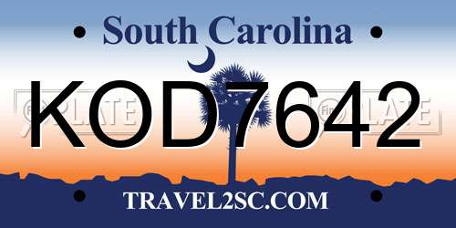 KOD7642 South Carolina License Plate