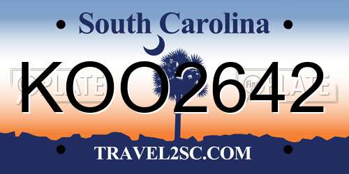 KOO2642 South Carolina License Plate