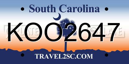 KOO2647 South Carolina License Plate