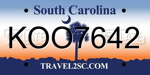 KOO7642 South Carolina License Plate