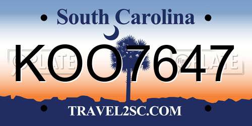 KOO7647 South Carolina License Plate