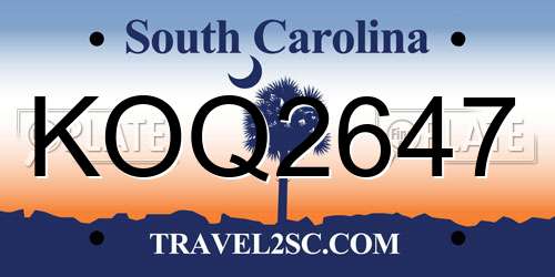 KOQ2647 South Carolina License Plate