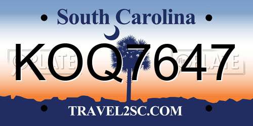 KOQ7647 South Carolina License Plate