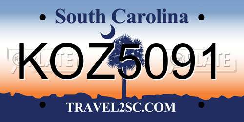 KOZ5091 South Carolina License Plate