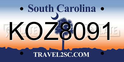 KOZ8091 South Carolina License Plate