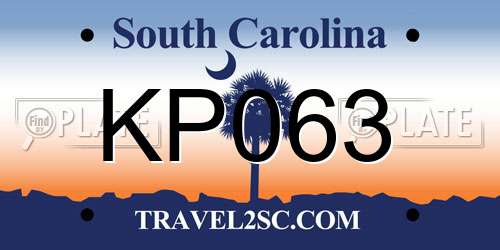 KP063 South Carolina License Plate