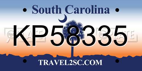 KP58335 South Carolina License Plate