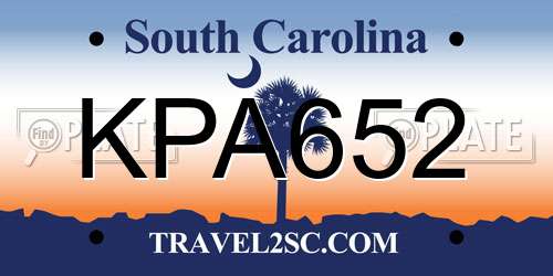 KPA652 South Carolina License Plate