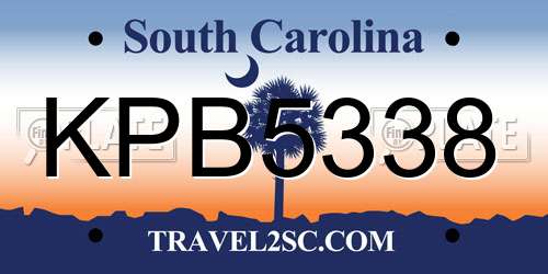 KPB5338 South Carolina License Plate