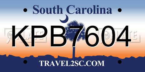 KPB7604 South Carolina License Plate