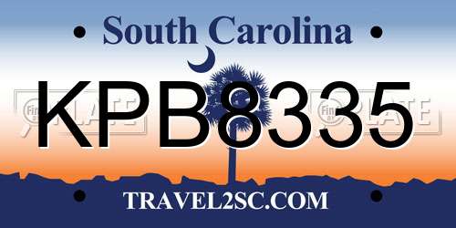 KPB8335 South Carolina License Plate