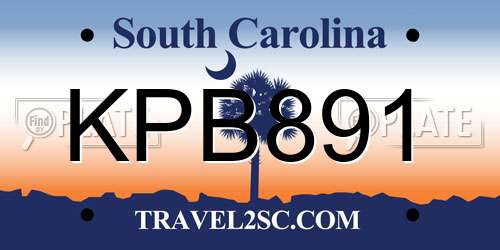KPB891 South Carolina License Plate
