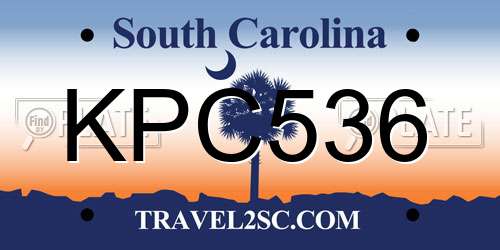 KPC536 South Carolina License Plate