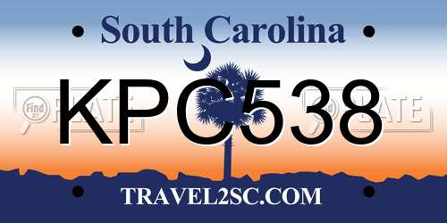 KPC538 South Carolina License Plate