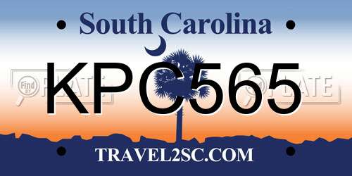 KPC565 South Carolina License Plate