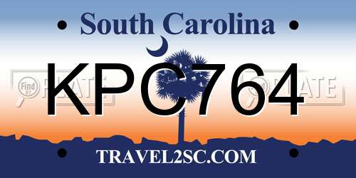 KPC764 South Carolina License Plate