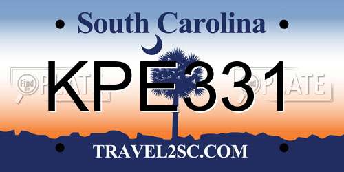 KPE331 South Carolina License Plate